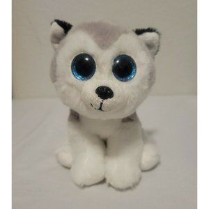TY Beanie Boos 6" Plush Gray & White Husky Dog  Blue Sparkle Eyes BUFF 2019